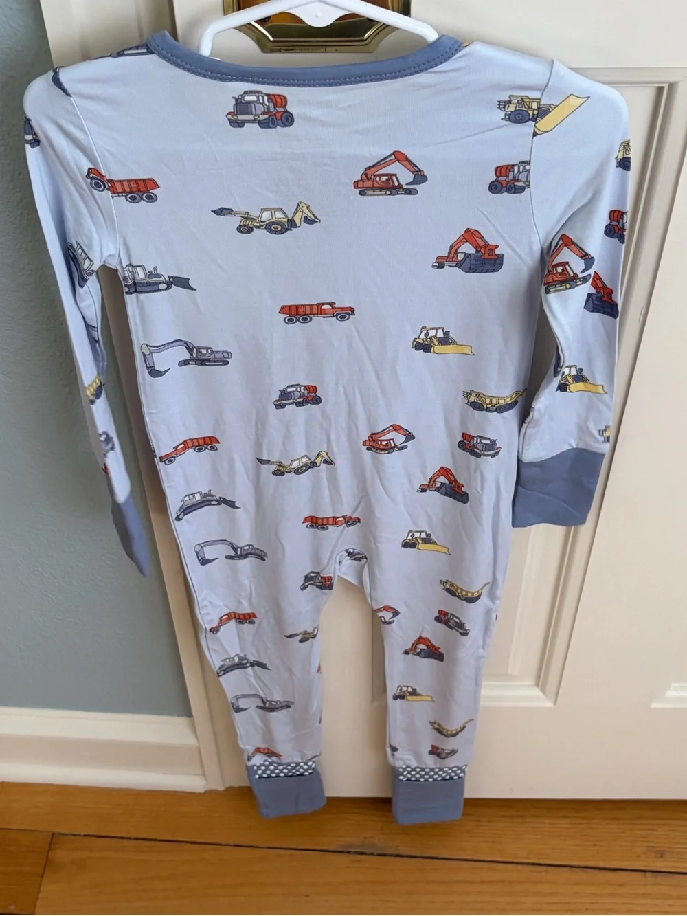 NWT Angel Dear Blue Construction Truck Convertible Foot Romper Pajama 18-24M